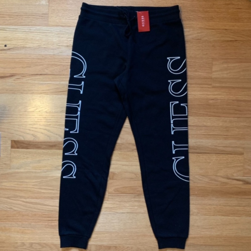 NWT - Women's GUESS Black and White Logo Jogger Sweatpants. Size Small.